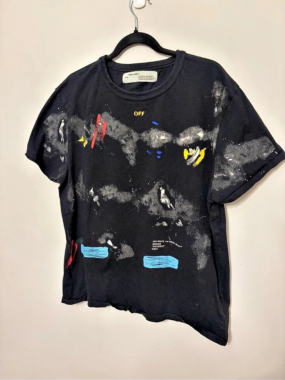 Off-White Marais Accident T-Shirt Graphic Short Sleeve Cotton Tee